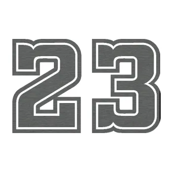 Polep vozidla Startovní číslo 23 typ 5 (62 - škrábaný titan) SAMOLEPKA NA AUTO, NÁLEPKA, FÓLIE, POLEP, TUNING, VLASTNÍ TEXT, TISK, AUTOSAMOLEPKY.cz, POLEPY, OBRÁZEK, LOGO, 3D STICKERS