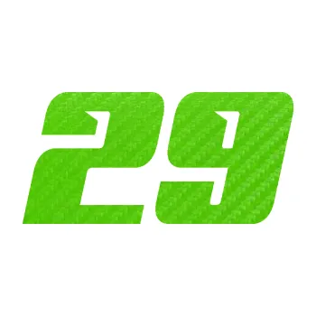 Polep vozidla Startovní číslo 29 typ 6 (58 - 3D karbon zelený kawasaki) SAMOLEPKA NA AUTO, NÁLEPKA, FÓLIE, POLEP, TUNING, VLASTNÍ TEXT, TISK, AUTOSAMOLEPKY.cz, POLEPY, OBRÁZEK, LOGO, 3D STICKERS