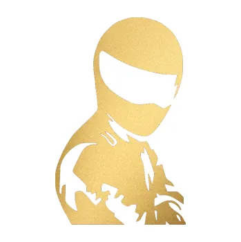 Autodoplněk Samolepka na auto Stig pravá (43 - zlatá metalíza) NÁLEPKA, FÓLIE, POLEPY, TUNING, VLASTNÍ TEXT, TISK, AUTOSAMOLEPKY.cz, SAMOLEPKY, OBRÁZEK, LOGO, VÝROBA, PRODEJ