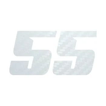 Polep vozidla SAMOLEPKA Startovní číslo 55 typ 6 (51 - 3D karbon bílý) NA AUTO, NÁLEPKA, FÓLIE, POLEP, TUNING, VLASTNÍ TEXT, TISK, AUTOSAMOLEPKY.cz, POLEPY, OBRÁZEK, LOGO, SAMOLEPKY