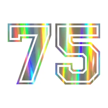 Polep vozidla Startovní číslo 75 typ 4 (93 - Holografická) SAMOLEPKA NA AUTO, NÁLEPKA, FÓLIE, POLEP, TUNING, VLASTNÍ TEXT, TISK, AUTOSAMOLEPKY.cz, POLEPY, OBRÁZEK, LOGO, 3D STICKERS
