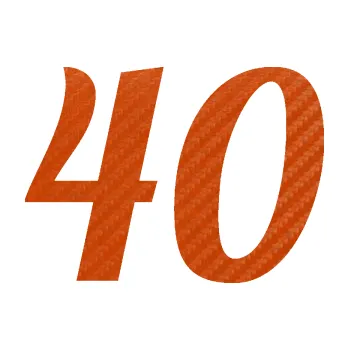 Polep vozidla Startovní číslo 40 typ 3 (54 - 3D karbon oranžový) SAMOLEPKA NA AUTO, NÁLEPKA, FÓLIE, POLEP, TUNING, VLASTNÍ TEXT, TISK, AUTOSAMOLEPKY.cz, POLEPY, OBRÁZEK, LOGO, 3D STICKERS