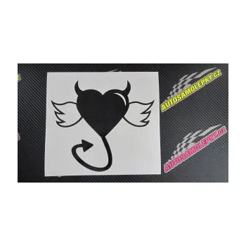 Samolepící dekorace SAMOLEPKA Srdce anděl ďábel 002 levá (10 - červená) NA AUTO, NÁLEPKA, FÓLIE, POLEP, TUNING, VLASTNÍ TEXT, TISK, AUTOSAMOLEPKY.cz, POLEPY, OBRÁZEK, LOGO, SAMOLEPKY