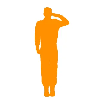 Samolepící dekorace Voják 012 pravá salutuje (06 - oranžová) SAMOLEPKA NA AUTO, NÁLEPKA, FÓLIE, POLEP, TUNING, VLASTNÍ TEXT, TISK, AUTOSAMOLEPKY.cz, POLEPY, OBRÁZEK, LOGO, 3D STICKERS