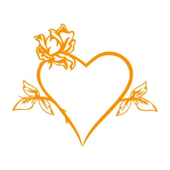 Samolepící dekorace Srdce s růží levá (06 - oranžová) SAMOLEPKA NA AUTO, NÁLEPKA, FÓLIE, POLEP, TUNING, VLASTNÍ TEXT, TISK, AUTOSAMOLEPKY.cz, POLEPY, OBRÁZEK, LOGO, 3D STICKERS