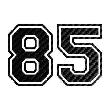 Polep vozidla Startovní číslo 85 typ 4 (50 - 3D karbon černý) SAMOLEPKA NA AUTO, NÁLEPKA, FÓLIE, POLEP, TUNING, VLASTNÍ TEXT, TISK, AUTOSAMOLEPKY.cz, POLEPY, OBRÁZEK, LOGO, 3D STICKERS