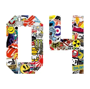 Polep vozidla Startovní číslo 04 (83 - Sticker bomb) SAMOLEPKA NA AUTO, NÁLEPKA, FÓLIE, POLEP, TUNING, VLASTNÍ TEXT, TISK, AUTOSAMOLEPKY.cz, POLEPY, OBRÁZEK, LOGO, 3D STICKERS