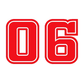 Polep vozidla Startovní číslo 06 typ 5 (10 - červená) SAMOLEPKA NA AUTO, NÁLEPKA, FÓLIE, POLEP, TUNING, VLASTNÍ TEXT, TISK, AUTOSAMOLEPKY.cz, POLEPY, OBRÁZEK, LOGO, 3D STICKERS