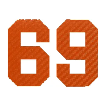 Polep vozidla Startovní číslo 69 (54 - 3D karbon oranžový) SAMOLEPKA NA AUTO, NÁLEPKA, FÓLIE, POLEP, TUNING, VLASTNÍ TEXT, TISK, AUTOSAMOLEPKY.cz, POLEPY, OBRÁZEK, LOGO, 3D STICKERS