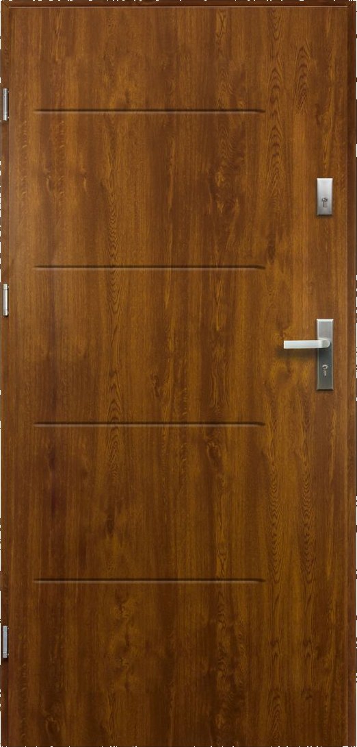 Vchodové dveře Tytan, 80 L, rozměr vč. zárubně: 900 × 2070 mm, ocel, levé, dub zlatý, plné Z50589