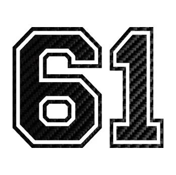 Polep vozidla Startovní číslo 61 typ 4 (50 - 3D karbon černý) SAMOLEPKA NA AUTO, NÁLEPKA, FÓLIE, POLEP, TUNING, VLASTNÍ TEXT, TISK, AUTOSAMOLEPKY.cz, POLEPY, OBRÁZEK, LOGO, 3D STICKERS