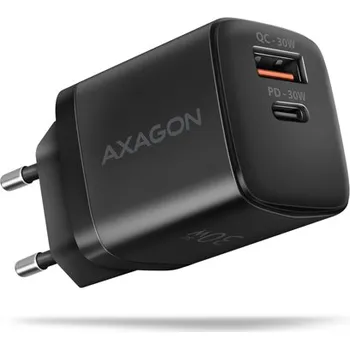 Mobilní telefon AXAGON ACU-PQ30, Sil nabíječka do sítě 30W, 2x port (USB-A + USB-C), PD3.0/PPS/QC4+/SFC/AFC/Apple