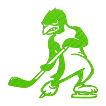 Samolepicí dekorace na vozidlo Tučňák hokejista levá (58 - 3D karbon zelený kawasaki) SAMOLEPKA NA AUTO, NÁLEPKA, FÓLIE, POLEP, TUNING, VLASTNÍ TEXT, TISK, AUTOSAMOLEPKY.cz, POLEPY, OBRÁZEK, LOGO, 3D STICKERS