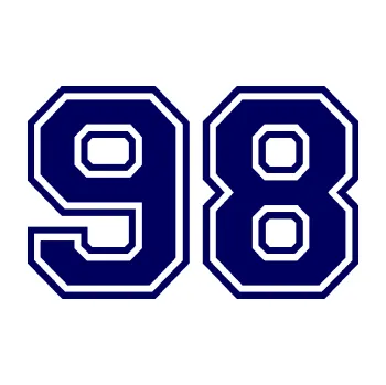 Polep vozidla Startovní číslo 98 typ 4 (23 - tmavě modrá) SAMOLEPKA NA AUTO, NÁLEPKA, FÓLIE, POLEP, TUNING, VLASTNÍ TEXT, TISK, AUTOSAMOLEPKY.cz, POLEPY, OBRÁZEK, LOGO, 3D STICKERS