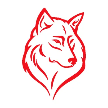 Polep vozidla SAMOLEPKA Vlk 029 pravá (10 - červená) NA AUTO, NÁLEPKA, FÓLIE, POLEP, TUNING, VLASTNÍ TEXT, TISK, AUTOSAMOLEPKY.cz, POLEPY, OBRÁZEK, LOGO, SAMOLEPKY