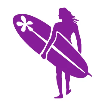 Polep vozidla SAMOLEPKA Surfařka 003 levá (14 - fialová) NA AUTO, NÁLEPKA, FÓLIE, POLEP, TUNING, VLASTNÍ TEXT, TISK, AUTOSAMOLEPKY.cz, POLEPY, OBRÁZEK, LOGO, SAMOLEPKY