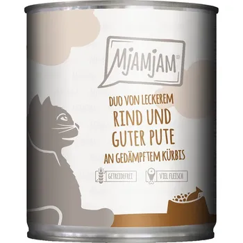 Krmivo pro kočku MjAMjAM DUO hovězí a krůtí maso na dýni 24 × 800 g