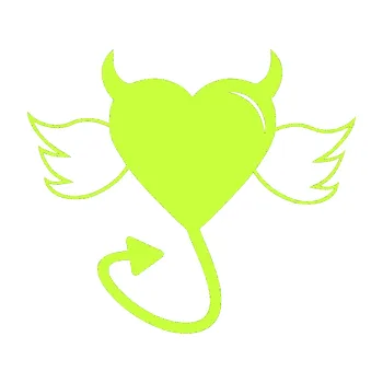 Samolepící dekorace Srdce anděl ďábel 002 levá (27 - limetová) SAMOLEPKA NA AUTO, NÁLEPKA, FÓLIE, POLEP, TUNING, VLASTNÍ TEXT, TISK, AUTOSAMOLEPKY.cz, POLEPY, OBRÁZEK, LOGO, 3D STICKERS