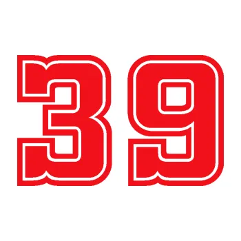 Polep vozidla SAMOLEPKA Startovní číslo 39 typ 5 (10 - červená) NA AUTO, NÁLEPKA, FÓLIE, POLEP, TUNING, VLASTNÍ TEXT, TISK, AUTOSAMOLEPKY.cz, POLEPY, OBRÁZEK, LOGO, SAMOLEPKY