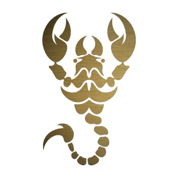 Polep vozidla SAMOLEPKA Štír 005 levá (64 - škrábaný kov zlatý) NA AUTO, NÁLEPKA, FÓLIE, POLEP, TUNING, VLASTNÍ TEXT, TISK, AUTOSAMOLEPKY.cz, POLEPY, OBRÁZEK, LOGO, SAMOLEPKY