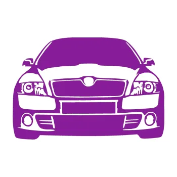 Polep vozidla SAMOLEPKA Škoda Octavia 2 karikatura (14 - fialová) NA AUTO, NÁLEPKA, FÓLIE, POLEP, TUNING, VLASTNÍ TEXT, TISK, AUTOSAMOLEPKY.cz, POLEPY, OBRÁZEK, LOGO, SAMOLEPKY