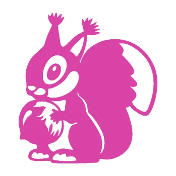Samolepící dekorace SAMOLEPKA Veverka 003 levá s oříškem (16 - růžová) NA AUTO, NÁLEPKA, FÓLIE, POLEP, TUNING, VLASTNÍ TEXT, TISK, AUTOSAMOLEPKY.cz, POLEPY, OBRÁZEK, LOGO, SAMOLEPKY