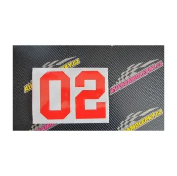 Polep vozidla SAMOLEPKA Startovní číslo 02 (10 - červená) NA AUTO, NÁLEPKA, FÓLIE, POLEP, TUNING, VLASTNÍ TEXT, TISK, AUTOSAMOLEPKY.cz, POLEPY, OBRÁZEK, LOGO, SAMOLEPKY
