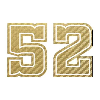 Polep vozidla Startovní číslo 52 typ 5 (59 - 3D karbon zlatý) SAMOLEPKA NA AUTO, NÁLEPKA, FÓLIE, POLEP, TUNING, VLASTNÍ TEXT, TISK, AUTOSAMOLEPKY.cz, POLEPY, OBRÁZEK, LOGO, 3D STICKERS