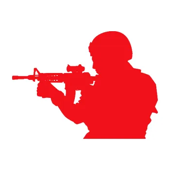 Samolepící dekorace SAMOLEPKA Voják 005 levá (10 - červená) NA AUTO, NÁLEPKA, FÓLIE, POLEP, TUNING, VLASTNÍ TEXT, TISK, AUTOSAMOLEPKY.cz, POLEPY, OBRÁZEK, LOGO, SAMOLEPKY