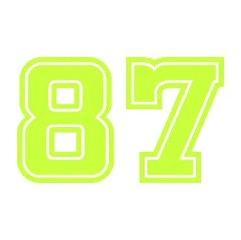 Polep vozidla Startovní číslo 87 typ 5 (27 - limetová) SAMOLEPKA NA AUTO, NÁLEPKA, FÓLIE, POLEP, TUNING, VLASTNÍ TEXT, TISK, AUTOSAMOLEPKY.cz, POLEPY, OBRÁZEK, LOGO, 3D STICKERS