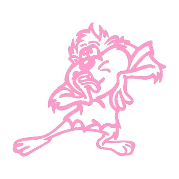 Samolepicí dekorace na vozidlo Tazman stydlivej levá (24 - světle růžová) SAMOLEPKA NA AUTO, NÁLEPKA, FÓLIE, POLEP, TUNING, VLASTNÍ TEXT, TISK, AUTOSAMOLEPKY.cz, POLEPY, OBRÁZEK, LOGO, 3D STICKERS