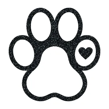 samolepka Tlapka 011 pravá se srdíčkem (85 - Ultra Metalic černá) SAMOLEPKA NA AUTO, NÁLEPKA, FÓLIE, POLEP, TUNING, VLASTNÍ TEXT, TISK, AUTOSAMOLEPKY.cz, POLEPY, OBRÁZEK, LOGO, 3D STICKERS