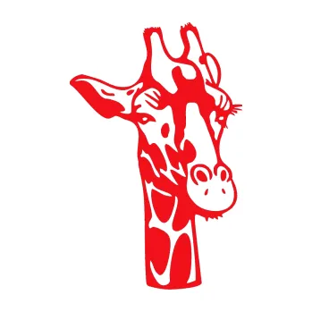Samolepící dekorace SAMOLEPKA Žirafa 001 pravá (10 - červená) NA AUTO, NÁLEPKA, FÓLIE, POLEP, TUNING, VLASTNÍ TEXT, TISK, AUTOSAMOLEPKY.cz, POLEPY, OBRÁZEK, LOGO, SAMOLEPKY