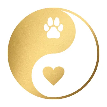 samolepka Yin Yang 002 pravá srdíčko a tlapka (43 - zlatá metalíza) SAMOLEPKA NA AUTO, NÁLEPKA, FÓLIE, POLEP, TUNING, VLASTNÍ TEXT, TISK, AUTOSAMOLEPKY.cz, POLEPY, OBRÁZEK, LOGO, 3D STICKERS