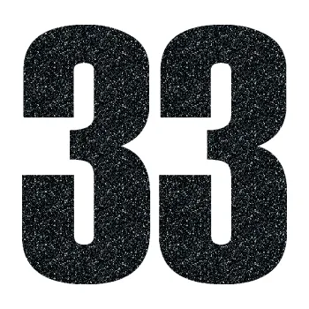 Samolepicí dekorace na vozidlo Startovní číslo 33 typ 2 (85 - Ultra Metalic černá) SAMOLEPKA NA AUTO, NÁLEPKA, FÓLIE, POLEP, TUNING, VLASTNÍ TEXT, TISK, AUTOSAMOLEPKY.cz, POLEPY, OBRÁZEK, LOGO, 3D STICKERS