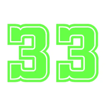 Polep vozidla Startovní číslo 33 typ 5 (71 - Fluorescentní zelená) SAMOLEPKA NA AUTO, NÁLEPKA, FÓLIE, POLEP, TUNING, VLASTNÍ TEXT, TISK, AUTOSAMOLEPKY.cz, POLEPY, OBRÁZEK, LOGO, 3D STICKERS