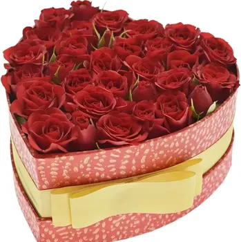 umělá květina Krabička červených růží MIRABELA červená 15x8cm