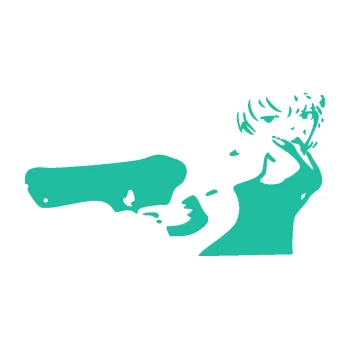 Samolepící dekorace Žena s pistolí levá (25 - tyrkysová) SAMOLEPKA NA AUTO, NÁLEPKA, FÓLIE, POLEP, TUNING, VLASTNÍ TEXT, TISK, AUTOSAMOLEPKY.cz, POLEPY, OBRÁZEK, LOGO, 3D STICKERS