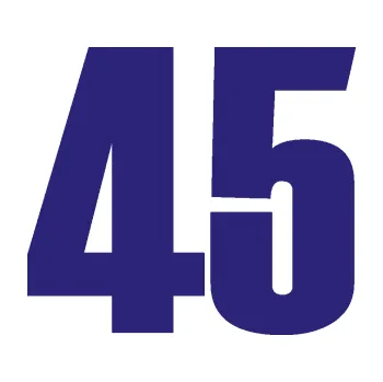 Autodoplněk Samolepka na auto Startovní číslo 45 typ 2 (22 - střední modrá) NÁLEPKA, FÓLIE, POLEPY, TUNING, VLASTNÍ TEXT, TISK, AUTOSAMOLEPKY.cz, SAMOLEPKY, OBRÁZEK, LOGO, VÝROBA, PRODEJ