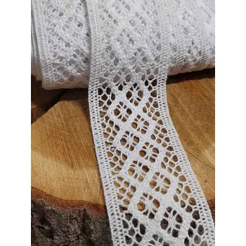 Krajka Krajka paličkovaná šíře 45 mm barva bílá