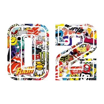 Polep vozidla Startovní číslo 02 typ 5 (83 - Sticker bomb) SAMOLEPKA NA AUTO, NÁLEPKA, FÓLIE, POLEP, TUNING, VLASTNÍ TEXT, TISK, AUTOSAMOLEPKY.cz, POLEPY, OBRÁZEK, LOGO, 3D STICKERS
