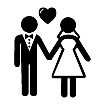 Samolepící dekorace SAMOLEPKA Svatba 001 levá (01 - černá) NA AUTO, NÁLEPKA, FÓLIE, POLEP, TUNING, VLASTNÍ TEXT, TISK, AUTOSAMOLEPKY.cz, POLEPY, OBRÁZEK, LOGO, SAMOLEPKY