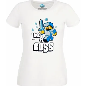 Dámské tričko Minecraft Diamantový meč (Skladem XS-4XL) (Velikost: 4XL, Barva: Bílá)