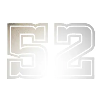 Polep vozidla SAMOLEPKA Startovní číslo 52 typ 5 (82 - odrazková reflexní bílá) NA AUTO, NÁLEPKA, FÓLIE, POLEP, TUNING, VLASTNÍ TEXT, TISK, AUTOSAMOLEPKY.cz, POLEPY, OBRÁZEK, LOGO, SAMOLEPKY