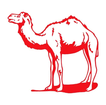 Samolepící dekorace SAMOLEPKA Velbloud 001 levá (10 - červená) NA AUTO, NÁLEPKA, FÓLIE, POLEP, TUNING, VLASTNÍ TEXT, TISK, AUTOSAMOLEPKY.cz, POLEPY, OBRÁZEK, LOGO, SAMOLEPKY