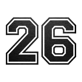 Polep vozidla Startovní číslo 26 typ 4 (63 - škrábaný kov černý) SAMOLEPKA NA AUTO, NÁLEPKA, FÓLIE, POLEP, TUNING, VLASTNÍ TEXT, TISK, AUTOSAMOLEPKY.cz, POLEPY, OBRÁZEK, LOGO, 3D STICKERS