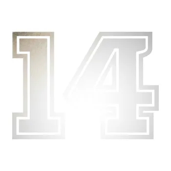 Polep vozidla Startovní číslo 14 typ 5 (82 - odrazková reflexní bílá) SAMOLEPKA NA AUTO, NÁLEPKA, FÓLIE, POLEP, TUNING, VLASTNÍ TEXT, TISK, AUTOSAMOLEPKY.cz, POLEPY, OBRÁZEK, LOGO, 3D STICKERS