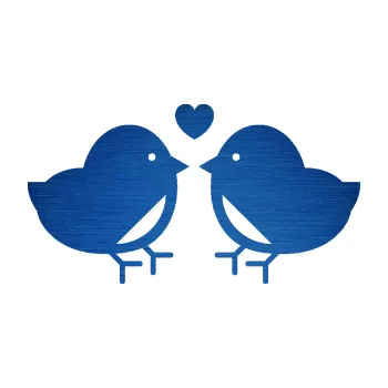 Samolepící dekorace Zamilovaní ptáčci 001 se srdíčkem (65 - škrábaný kov modrý) SAMOLEPKA NA AUTO, NÁLEPKA, FÓLIE, POLEP, TUNING, VLASTNÍ TEXT, TISK, AUTOSAMOLEPKY.cz, POLEPY, OBRÁZEK, LOGO, 3D STICKERS