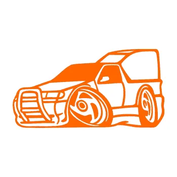 Polep vozidla SAMOLEPKA Škoda Felicia pickup karikatura levá (73 - Fluorescentní oranžová) NA AUTO, NÁLEPKA, FÓLIE, POLEP, TUNING, VLASTNÍ TEXT, TISK, AUTOSAMOLEPKY.cz, POLEPY, OBRÁZEK, LOGO, SAMOLEPKY