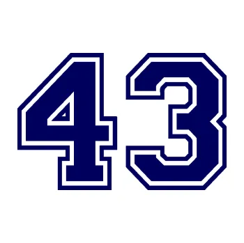 Polep vozidla Startovní číslo 43 typ 4 (23 - tmavě modrá) SAMOLEPKA NA AUTO, NÁLEPKA, FÓLIE, POLEP, TUNING, VLASTNÍ TEXT, TISK, AUTOSAMOLEPKY.cz, POLEPY, OBRÁZEK, LOGO, 3D STICKERS